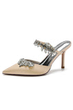 Koningsblauwe puntige neus Rhinestone stiletto sandalen