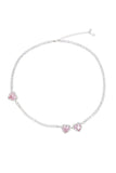 Roze Ronde Ketting met Hart Steentjes