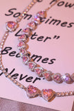 Roze Sparkly Heart Rhinestones ketting