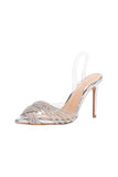 Zilveren strass transparante band stiletto hoge hakken sandalen