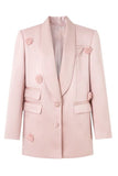 Blush sjaal revers vrouwen blazer met 3D bloemen