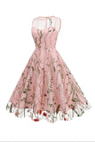 Blush A Line Bateau Hals Mouwen 1950s Jurk