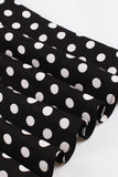 A Line Zwarte Polka Dots Korte Mouwen 1950 Jurk met Riem