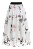 Abrikoos Hoge Taille Print Chiffon Bloemen Losse Midi A Line Rok