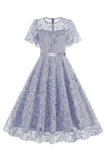 Abrikoos pailletten blad geborduurd mesh overlay elegante vintage jurk