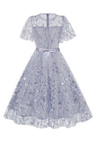 Abrikoos pailletten blad geborduurd mesh overlay elegante vintage jurk