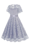 Abrikoos pailletten blad geborduurd mesh overlay elegante vintage jurk
