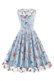 Abrikoos Elegante Bloemen Geborduurde Mouwloze Midi Vintage Jurk