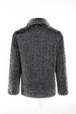 Donkergrijze Faux Fur Turn Collar korte heren jas