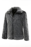 Donkergrijze Faux Fur Turn Collar korte heren jas