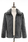 Donkergrijze Faux Fur Turn Collar korte heren jas