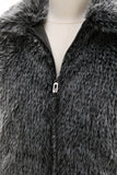 Donkergrijze Faux Fur Turn Collar korte heren jas