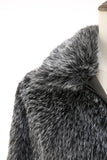 Donkergrijze Faux Fur Turn Collar korte heren jas