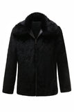 Zwarte heren faux fur lange mouwen winter bovenkleding