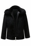 Zwarte heren faux fur lange mouwen winter bovenkleding