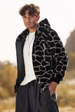 Leopard Faux Fur Zip-Up Hoodie Lange Mouwen Heren Jas