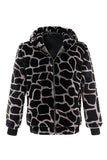 Leopard Faux Fur Zip-Up Hoodie Heren Jas