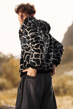 Leopard Faux Fur Zip-Up Hoodie Lange Mouwen Heren Jas