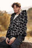 Leopard Faux Fur Zip-Up Hoodie Lange Mouwen Heren Jas