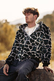 Leopard Faux Fur Zip-Up Hoodie Lange Mouwen Heren Jas