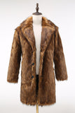 Bruine revers met inkeping Lange heren shearling jas met knopen