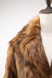 Bruine revers met inkeping Lange heren shearling jas met knopen