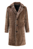 Fluffy Coffee Lange Faux Fur Jas met Zakken