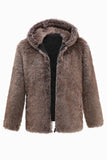 Kaki heren winter faux fur jas met capuchon