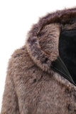 Kaki heren winter faux fur jas met capuchon