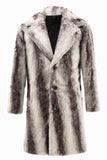 Coffee Heren Winter Faux Fur Jas Halflang Single-breasted