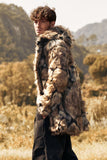 Bruine Dikke Capuchon Lange Mouwen Winter Faux Fur Men's Coat