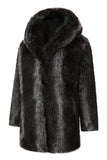 Zwarte heren Winter Puffy Lange Mouw Capuchon Faux Fur Jas