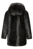 Zwarte heren Winter Puffy Lange Mouw Capuchon Faux Fur Jas