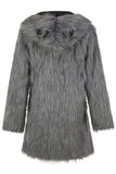 Grijze heren faux fur jas lange winter effen kleur revers lange mouwen