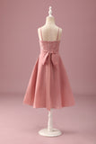 Blush Halter Hals A-Line Chiffon Junior Bruidsmeisje Jurk met Ruches