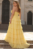 Fuchsia A Line Strapless Korset Gelaagde Galajurk met Ruches