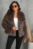 Pluizige zwarte revers faux fur winterjas