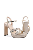 Vrouwen Sandalen met hoge hak Open teen Blush pailletten Pumps met dikke hak