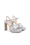 Vrouwen Sandalen met hoge hak Open teen Blush pailletten Pumps met dikke hak