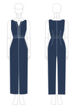 Jumpsuit Navy Appliques Chiffon Lange Mouwen Vierkante Hals Moeder van de Bruid Sets