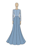 Stoffige blauwe appliques schede Boat neck moeder van de bruid jurk