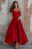 Rood Off The Shoulder A Line Formele Jurk