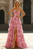 Blush bloemenprint Princess Sweetheart lange jurk met een plusmaat gala-jurk