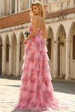 Blush bloemenprint Princess Sweetheart lange jurk met een plusmaat gala-jurk