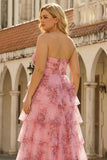Blush bloemenprint Princess Sweetheart lange jurk met een plusmaat gala-jurk