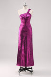 Fuchsia One Shoulder Floor Length Schede Formele Jurk