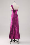 Fuchsia One Shoulder Floor Length Schede Formele Jurk