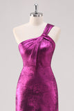 Fuchsia One Shoulder Floor Length Schede Formele Jurk