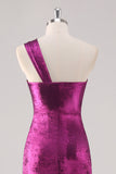 Fuchsia One Shoulder Floor Length Schede Formele Jurk