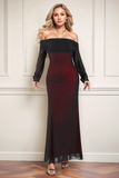 Zwart Rood Off The Shoulder Sheath Formele Jurk